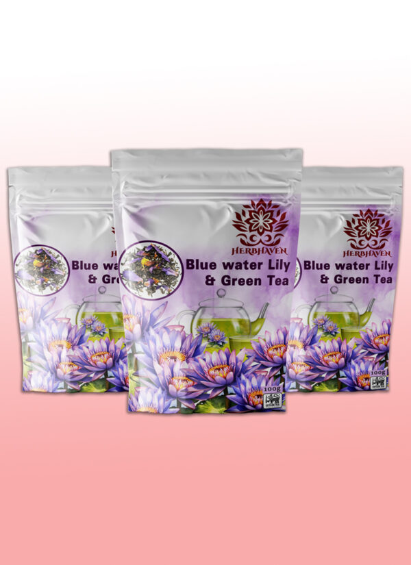 Blue Water Lily (Nymphaea caerulea/ Blue lotus) with Green Tea - Hand Made - 100% Natural - Image 2