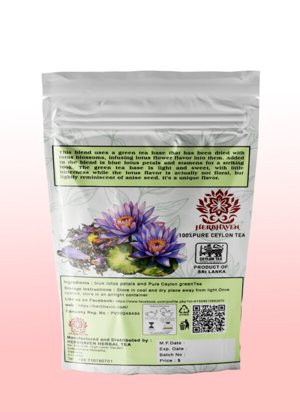 Blue Water Lily (Nymphaea caerulea/ Blue lotus) with Green Tea - Hand Made - 100% Natural - Image 3